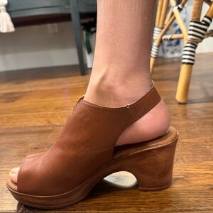 b.o.c. Brown Peep-Toe Mules